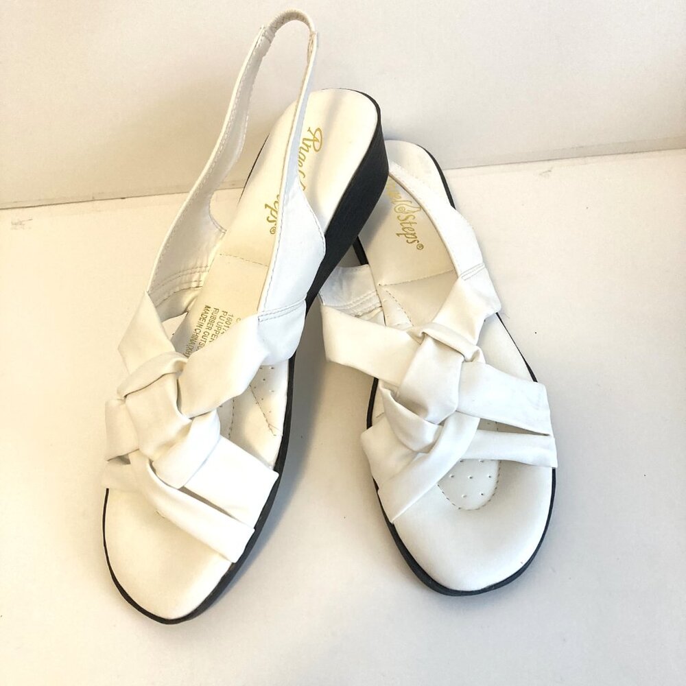 Angel Steps White Knotted Slip-on White Sandals Size 8.5 M